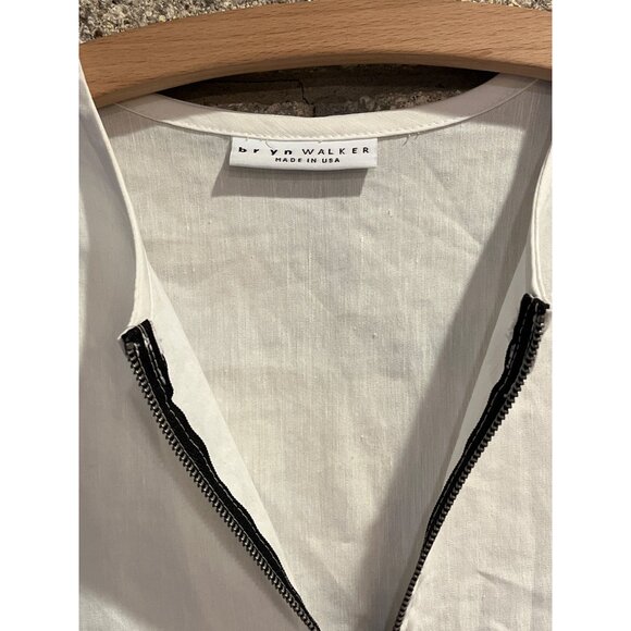 Bryn Walker Womens White Front Zip Long Sleeve Top - Picture 3 of 6